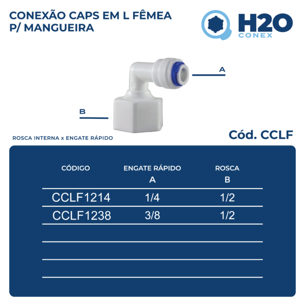 Conexão em L Fêmea para Mangueira - Rosca Interna para Engate Rápido - CCLF - Imagem 2